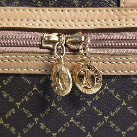 LA TOUR  EIFFEL Signature Brown Carry On Duffel Dome Traveler Canvas Leather - Picture 12 of 16